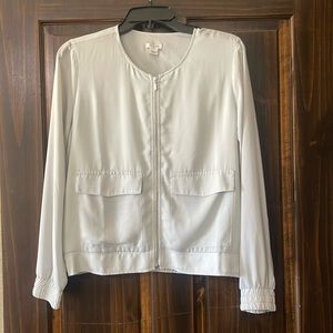 Women’s J.Crew bomber style light weight jacket Light Grey Size Small
